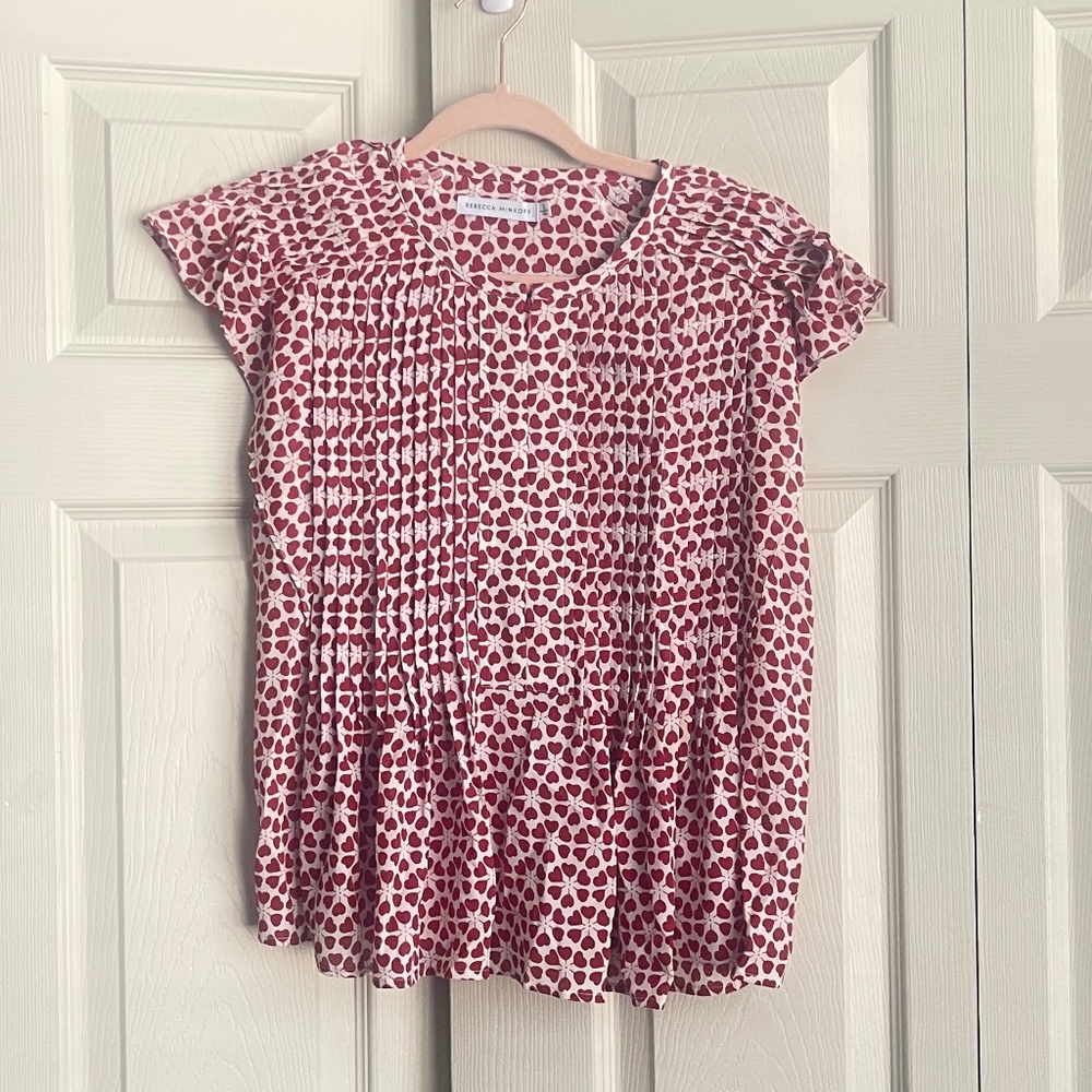 Rebecca Minkoff Blouse Short Sleeve Heart Womens Sz S.  #111
